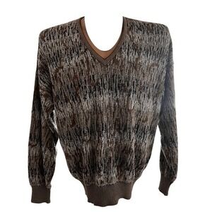St Croix Vintage Men's V- Neck Earthtoned Knit Pullover Cosby Sweater L